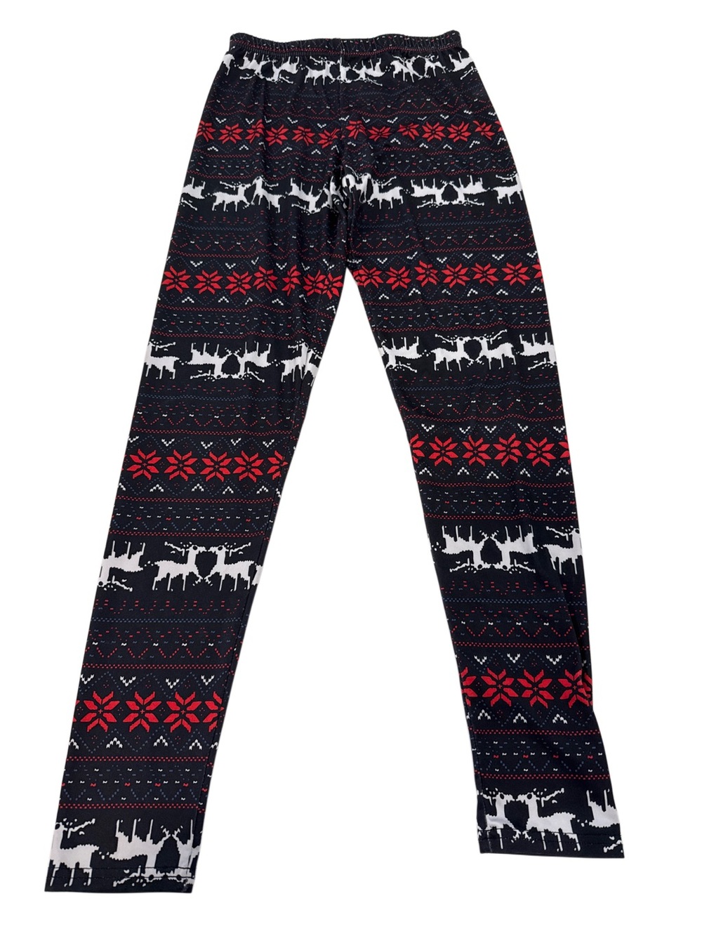 Women's Navy Blue & Red Reindeer Holiday leggings Pants size M